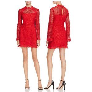 Aqua Bell Sleeve Boho Red Lace Party Dress